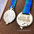 Médaille sportive personnalisée en alliage en alliage zinc avec ruban